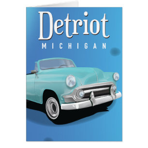 Detroit Michigan USA Vintage Travel Poster