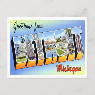 Detroit, Michigan Vintage-Großbuchstaben-Postkarte Postkarte