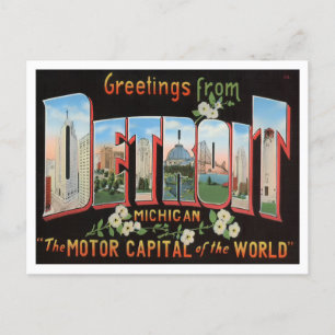 Detroit, Michigan Vintage-Großbuchstaben-Postkarte Postkarte
