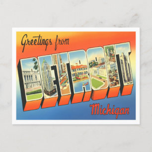 Detroit, Michigan Vintage-Großbuchstaben-Postkarte Postkarte