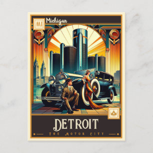 Detroit, Michigan Vintage Postkarte