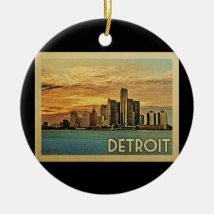 Detroit Michigan Vintage Travel Keramik Ornament