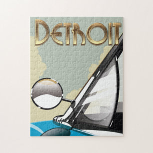 Detroit Michigan Vintages Fahrplakat Puzzle