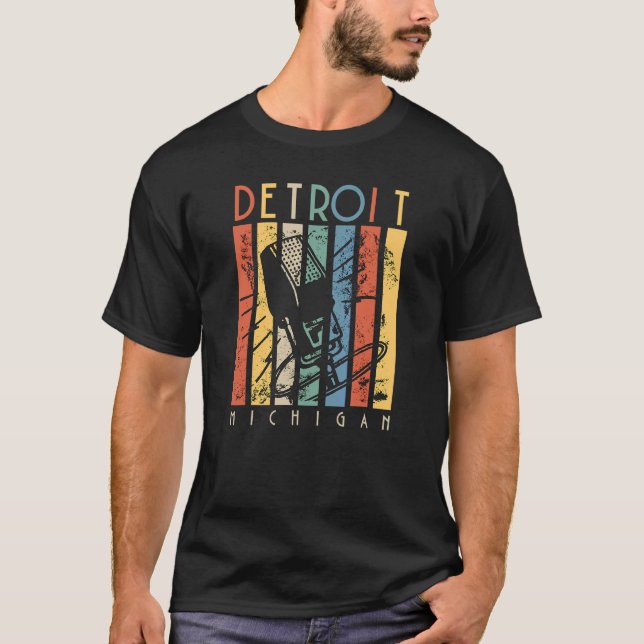 Detroit Michigan Vintages Mikrofon Retro Vintag T-Shirt (Vorderseite)