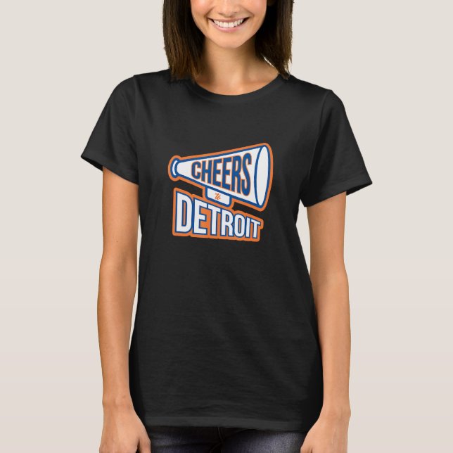 Detroit Navy Blue And Orange Megaphone T-Shirt (Vorderseite)