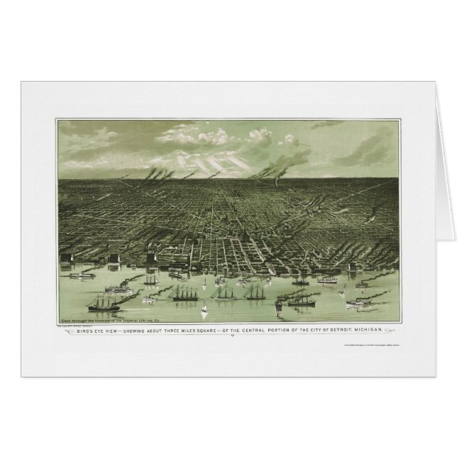 Detroit, panoramische Karte MI - 1889 (Vorderseite (Horizontal))