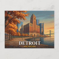 Detroit-Postkarte | Guardian Building Skyline