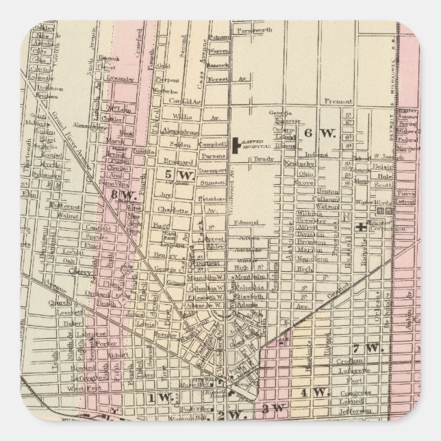 Detroit Quadratischer Aufkleber (Vorderseite)