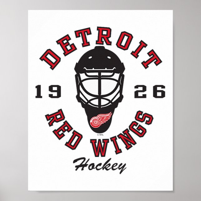 Detroit Red Wings Hockey Mask Gray Officially Lice Poster (Vorne)