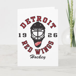 Detroit Red Wings Hockeymaske Grau Offiziell Lizen Karte