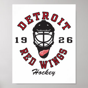 Detroit Red Wings Hockeymaske Grau Offiziell Lizen Poster