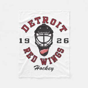 Detroit Red Wings Hockeymaske Weiß Offiziell lizen Fleecedecke