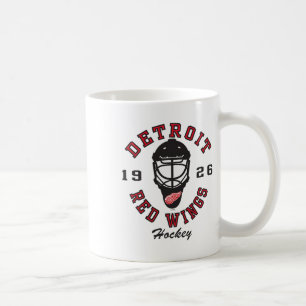 Detroit Red Wings Hockeymaske Weiß Offiziell lizen Kaffeetasse