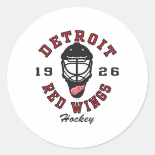 Detroit Red Wings Hockeymaske Weiß Offiziell lizen Runder Aufkleber