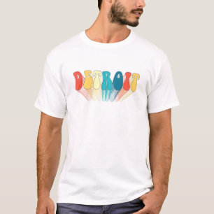 Detroit Retro Vintag 1960er 1970er Trippy Michigan T-Shirt