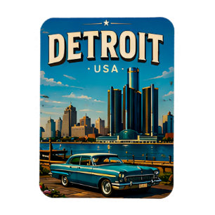 Detroit Riverwalk-Silhouette Magnet