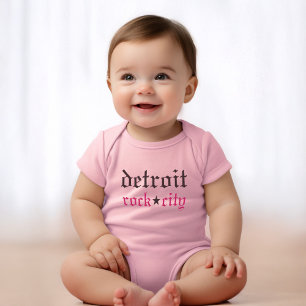 Detroit Rock City Pink Baby Girl Strampler