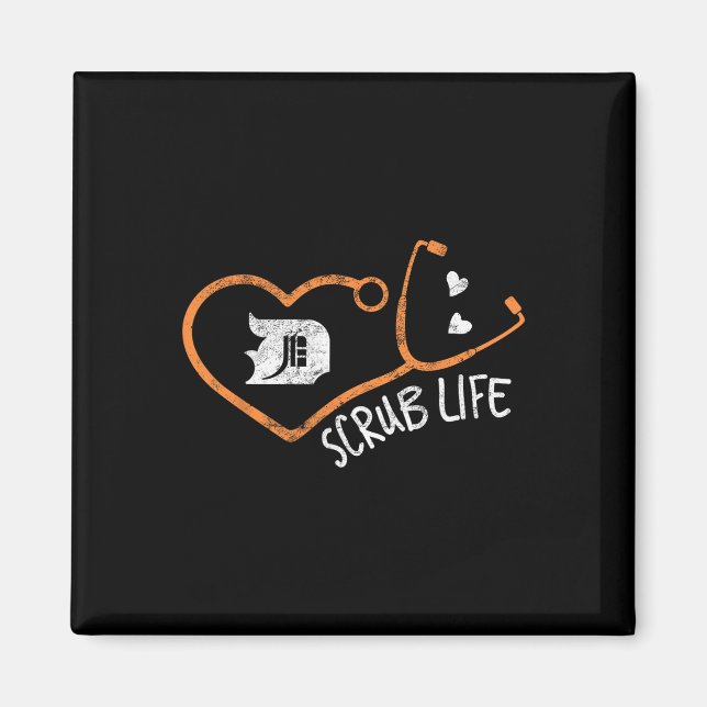 Detroit Scrub Life Michigan Nurse Shirt Medical Te Magnet (Vorne)