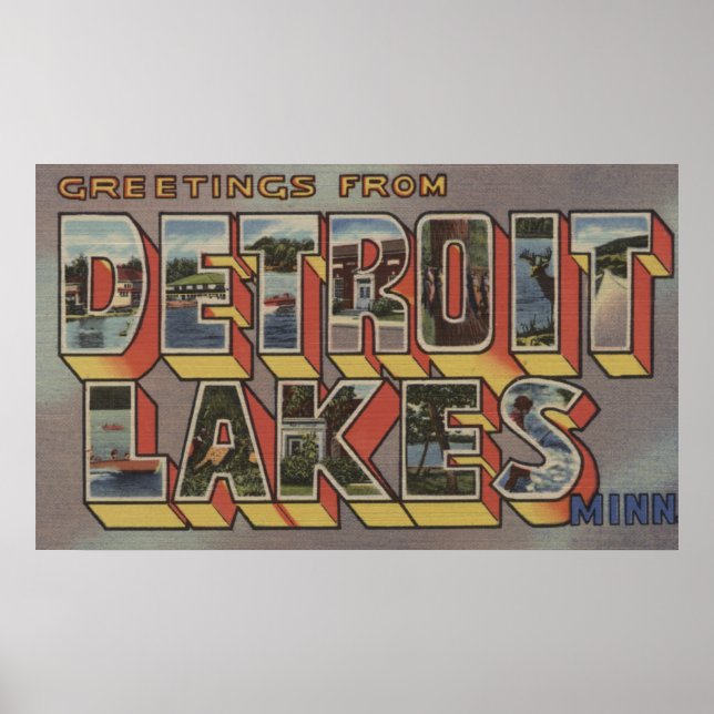 Detroit Seen, Minnesota - Große Briefmarkenszenen Poster (Vorne)