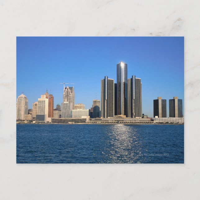 Detroit Skyline 2 Postkarte (Vorderseite)