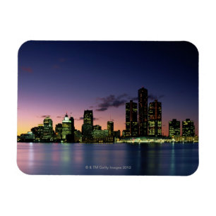 Detroit-Skyline an Dämmerung 2 Magnet