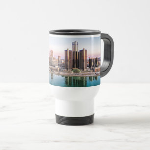 Detroit Skyline bei Morgendämmerung Reisebecher
