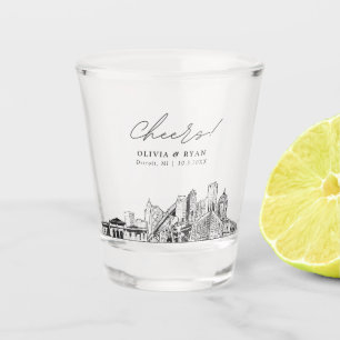 Detroit Skyline Gastgeschenk Hochzeit Cheers Shot Schnapsglas