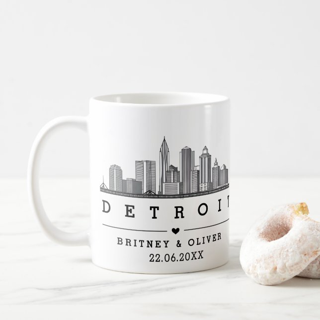 DETROIT Skyline - Gewohnte Hochzeit Kaffeetasse (Mit Donut)