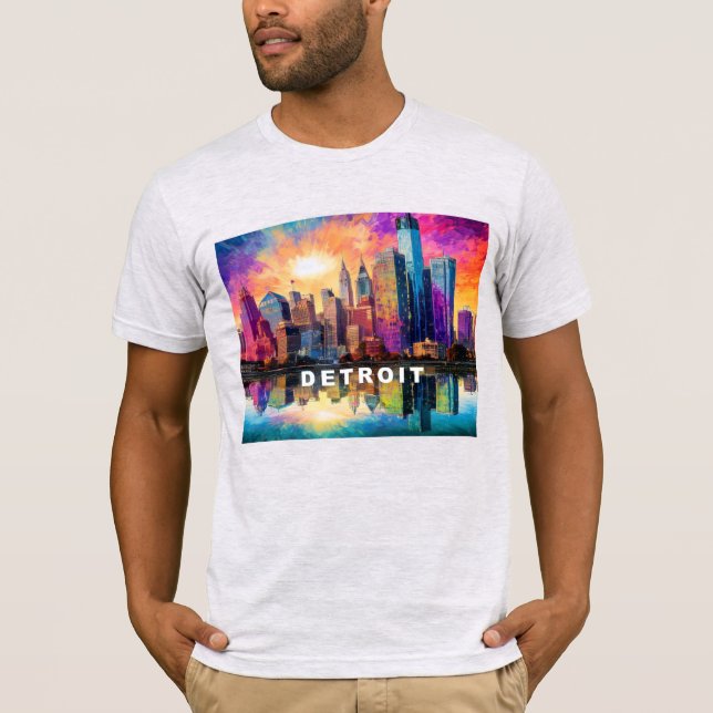 Detroit Skyline Graffiti Art T-Shirt (Vorderseite)