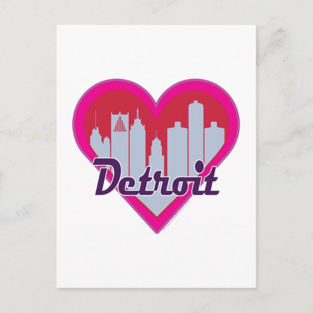 Detroit Skyline Heart Postkarte (Vorderseite)