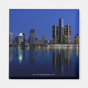 Detroit Skyline in der Nacht Magnet