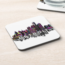 Detroit Skyline in Graffiti Beverage Coaster Getränkeuntersetzer