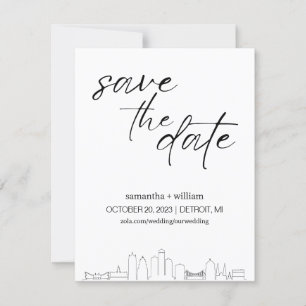 Detroit Skyline MINIMALISTISCH Save the Date Einladung
