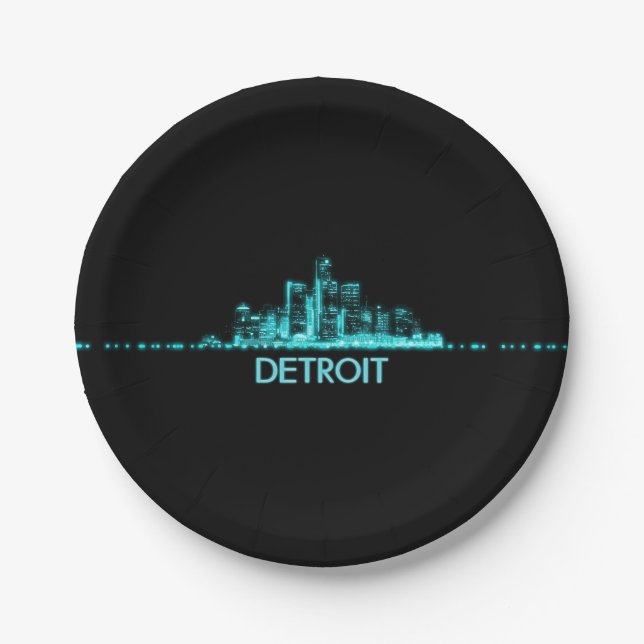 Detroit Skyline Pappteller (Vorderseite)