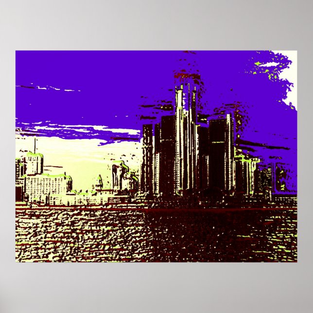Detroit Skyline Poster (Vorne)