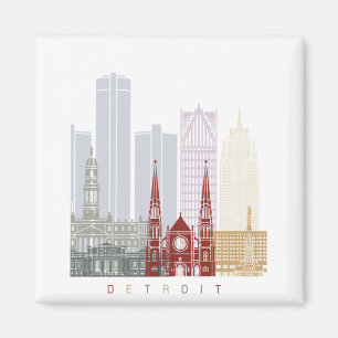 Detroit Skyline Poster Magnet