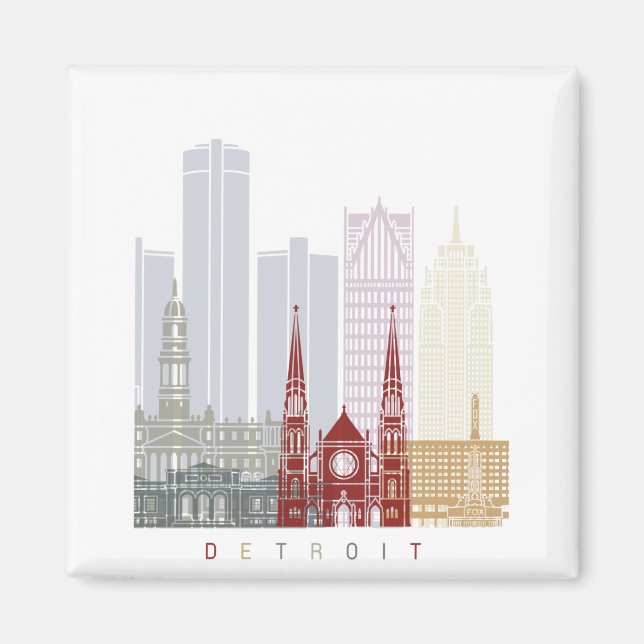 Detroit Skyline Poster Magnet (Vorne)