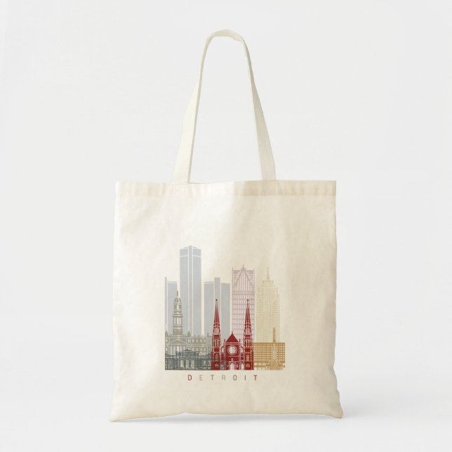 Detroit Skyline Poster Tragetasche (Vorne)