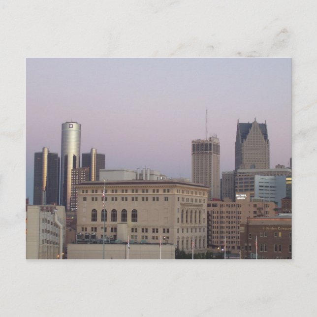 Detroit Skyline Postkarte (Vorderseite)