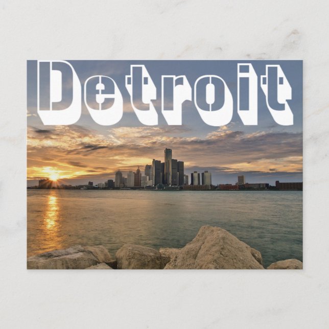 Detroit Skyline Postkarte (Vorderseite)
