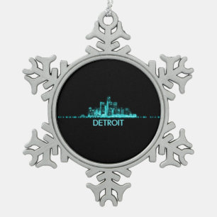 Detroit Skyline Schneeflocken Zinn-Ornament