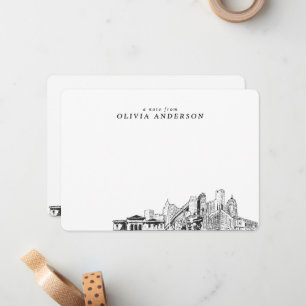 Detroit Skyline Sketch Personalisierte Mitteilungs Mitteilungskarte