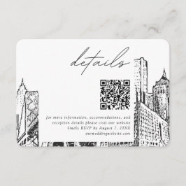 Detroit Skyline Small Wedding Details QR Code UAWG Begleitkarte