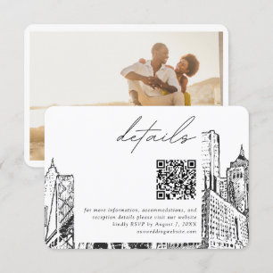 Detroit Skyline Small Wedding Details QR Code UAWG Begleitkarte