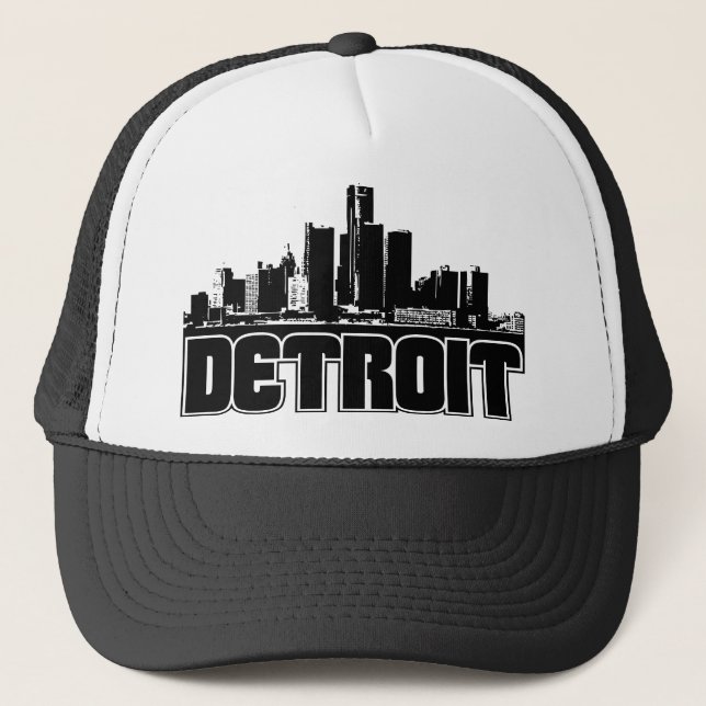 Detroit-Skyline Truckerkappe (Vorderseite)