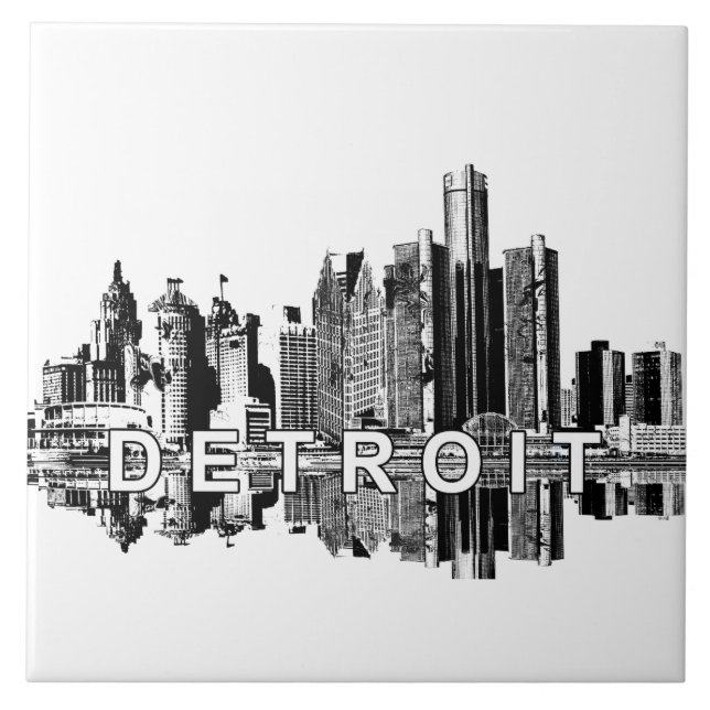 Detroit, Skyline von Michigan Fliese (Vorderseite)