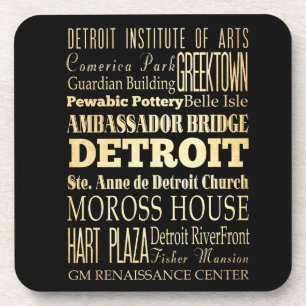 Detroit Stadt Michigan State Typografie Kunst Untersetzer