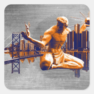 Detroit-Stadt Quadratischer Aufkleber