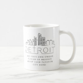 Detroit Stylized Skyline Custom Slogan Kaffeetasse