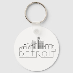 Detroit Stylized Skyline Schlüsselanhänger